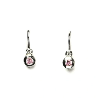 Zlaté dětské náušnice pink zirkon - VE178 bílé zlato