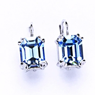 Stříbrné náušnice Swarovski krystal akvamarin- NK1201