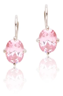 Stříbrné náušnice pink zirkon - VE169