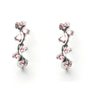 Stříbrné náušnice pink zirkony - VE184