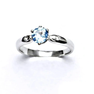 Zlatý prsten přírodní topaz swiss a diamanty - VLZDR048 - bílé zlato